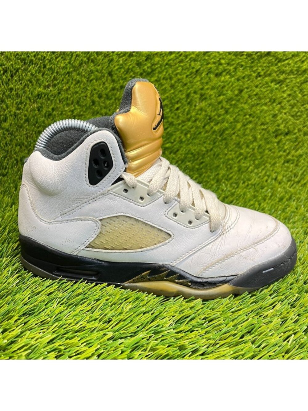 Nike Air Jordan 5 Retro Olympic Boys Size 4Y White Gold Athletic Shoes‎ Sneakers